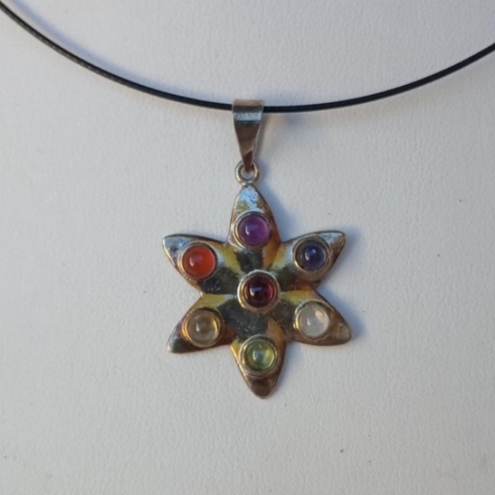 Artisan Star Pendant Necklace Hand Crafted Chakra Casual Witch Spiritual Silver